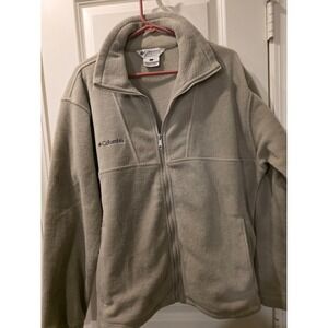 Columbia Men's Tan Fleece Full Zip Pocket Jacket‎ SZ L